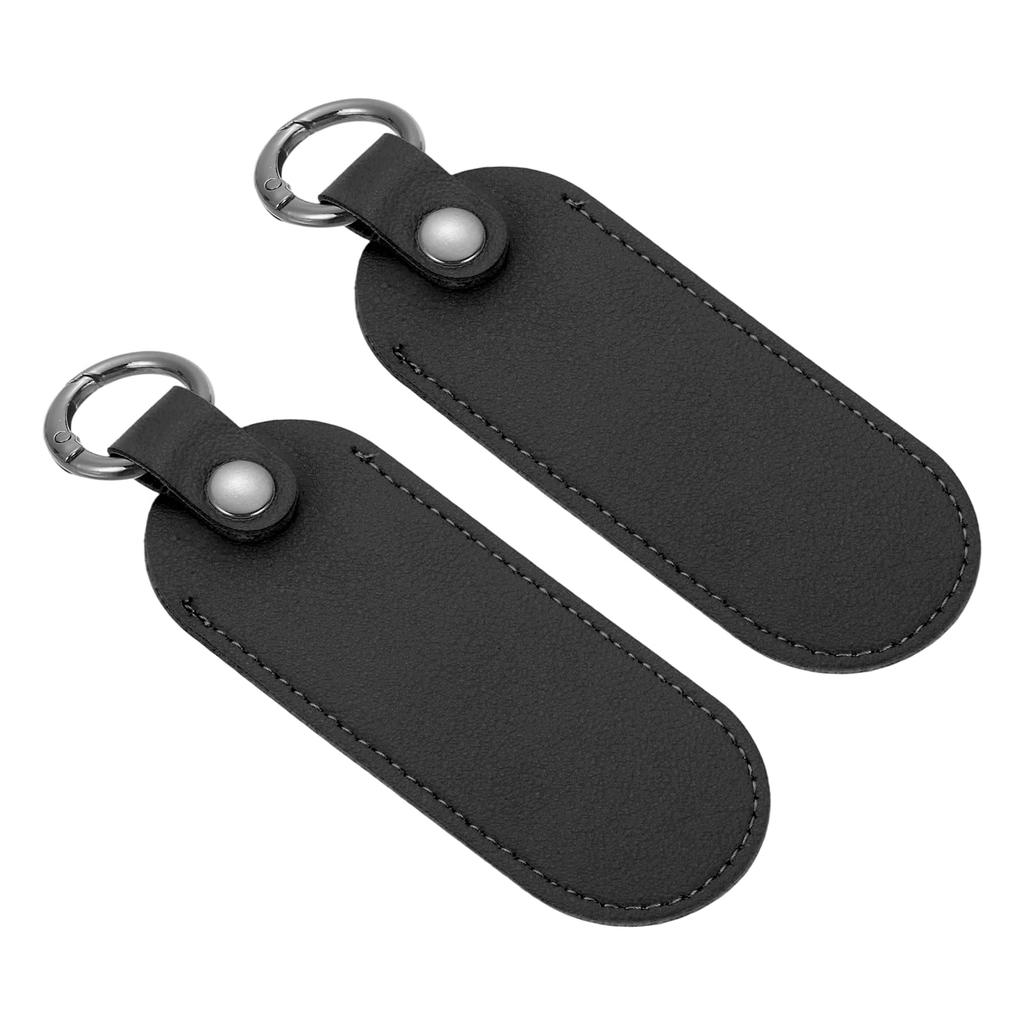 uxcell Leather USB Flash Drive Holder with Portable Storage USB Protective Case with Black 2-Pack Keychain, 13x4.2cm, Case, Keychain,