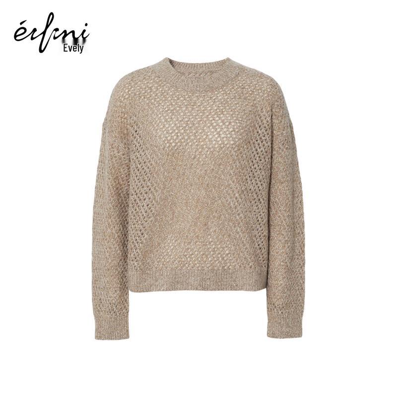 

Eifini Women s Openwork Round Neck Pullover Knit Sweater S