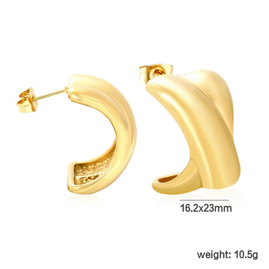 Women's Niche Stainless Steel Two-tone Earrings, Vreative Jewelry, High-end INS Style New Uique Design, Waterproof Gift Jewelry