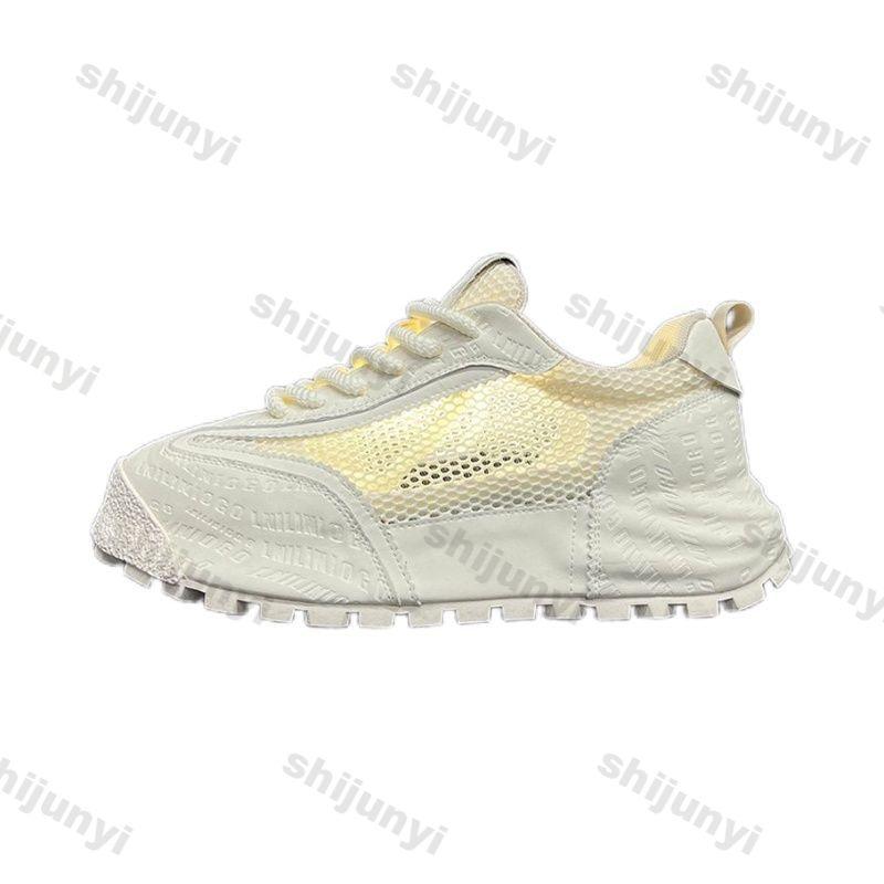 Fashion Men's White Sneakers 2025 Summer New Breathable Mesh Hollow Chunky Running Shoes Comfortable Luxury Lace Up Outdoor Casual Shoes