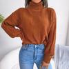 Women Autumn Winter Fashion High Neck Knitwear Top Lantern Sleeve Fried Dough Twist Sweater Bottoming
