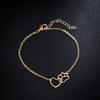 Unique Simple Women Dog Paw Print Heart Chain Bracelet Jewelry Accessory for Valentine Day