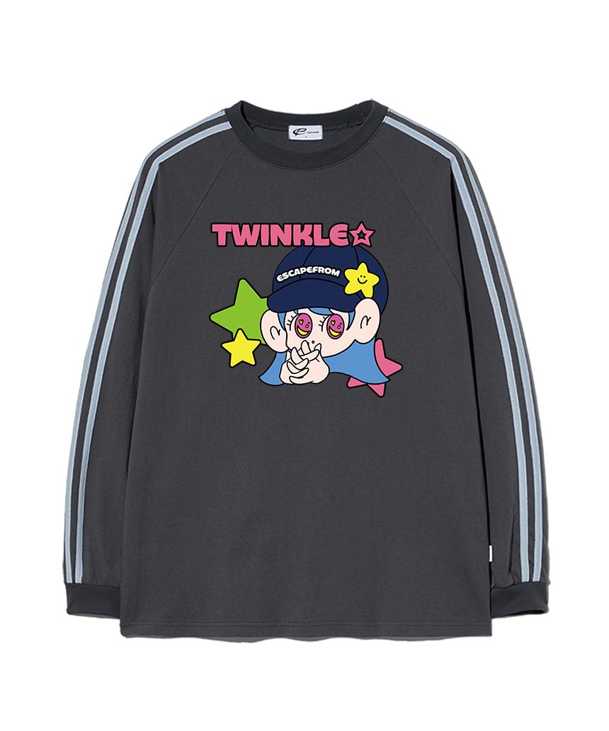 Escape From Twinkle Star Print Track Long Sleeve Charcoal M