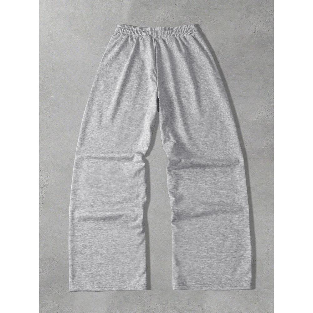 Black Wide Leg Men's Sports Pants, White Flame and Tribal Abstract Print Loose, Urban Street Style