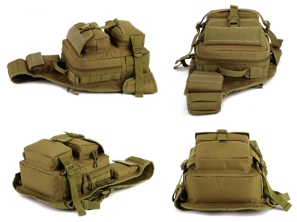 PHOENIX IKKI Ranger Bag with Various Available in 6 Molle Ideal for Overnight and Outdoor Crossbody Camera Brown Pockets, Colors, Camouflage,