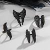 European and American dark angel wing rings punk style vintage feather articulated rings four-piece set for women