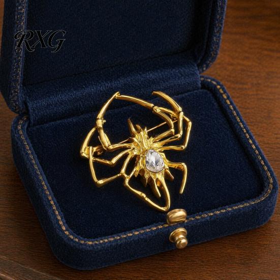 Spider Lapel Pin Rhinestone Brooch for Men Women, Shape Alloy Oxidation Resistant Pin, Sweater Cardigan Coat Clothing Accessories, Halloween