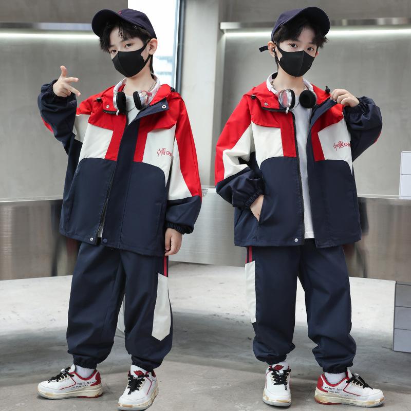 

Модный костюм для мальчиков, весенне-осенний детский спортивный красивый костюм 120cm красный