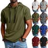 Men's  Loose  Fitting  Pocket  Casual  Sports  Hooded  Short  Sleeved  T,Shirt