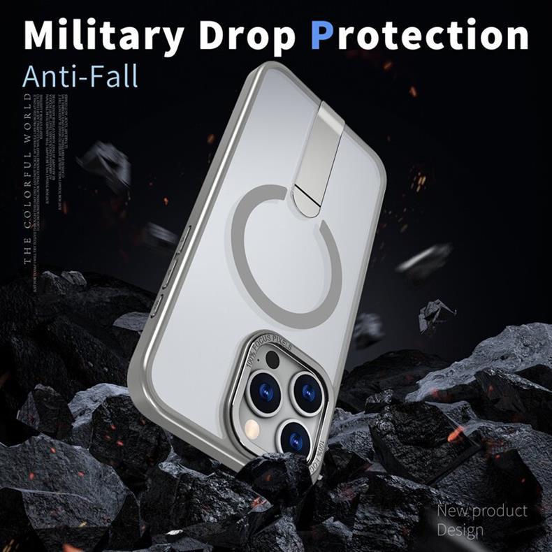 Foldable Stand Compatible with iPhone Models 13 To 17 Pro Max - Thin, Lightweight, Heat Dissipation, Magnetic, Full Coverage Case.