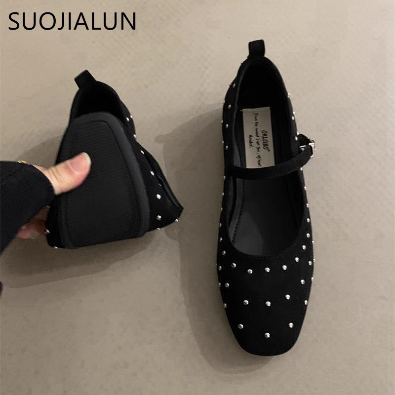 Fashion SUOJIALUN 2025 Spring New Brand Women Flat Shoes Fashion Round Toe Ladies Elegant Baot Shoes Soft Flat Heel Mary Jane Shoes