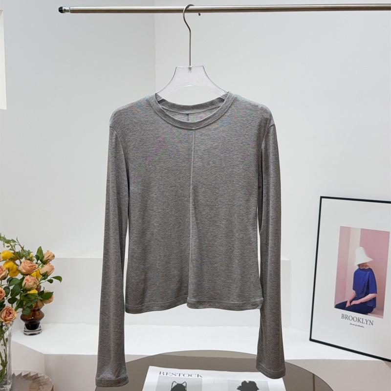 

Autumn/Winter Slimming Wool Crew Neck Base Layer: Soft, High-Elastic, Versatile Straight Shoulder Top. Small