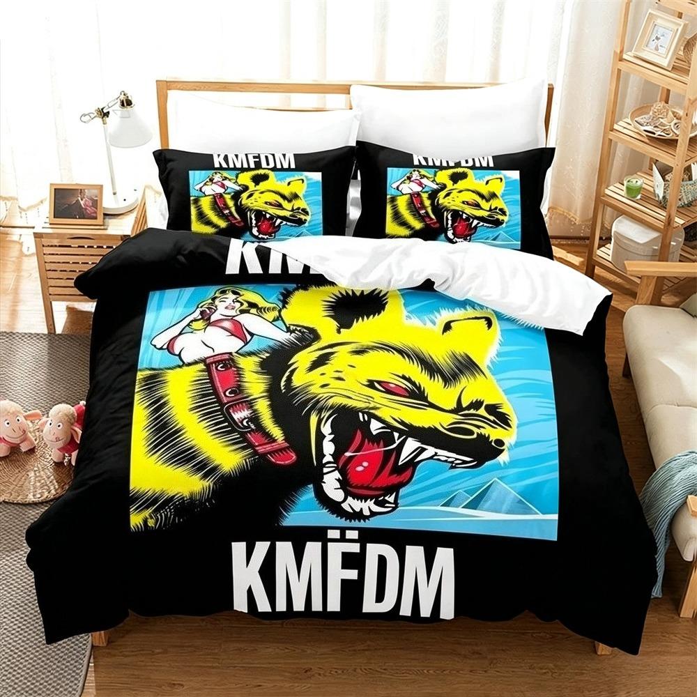 Hot K-Kmfdm Band Duvet Cover Pillowcase Bedding Set Adult Boy Girl Bedroom Decoration Children Gift Single Double Large Size