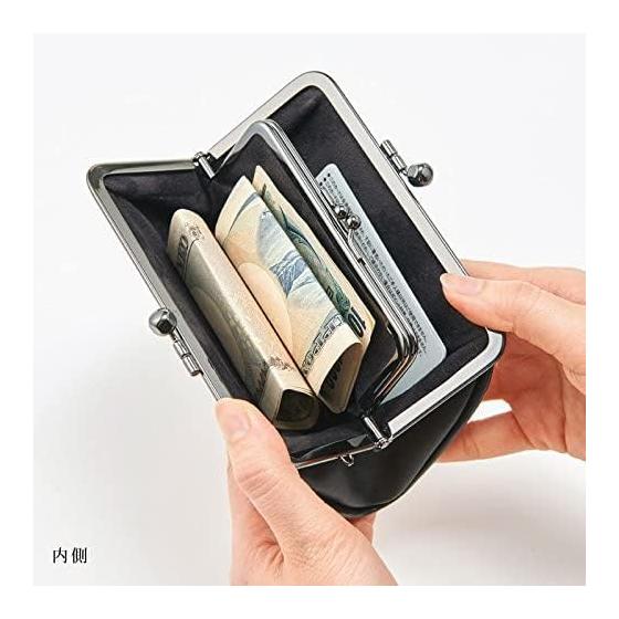 Inden-ya Genuine Leather Parent-Child Gamaguchi Coin Purse, Black x Red Lacquer, Small Cherry Blossom & Iris, Coin Case for Women, Leather Gift,