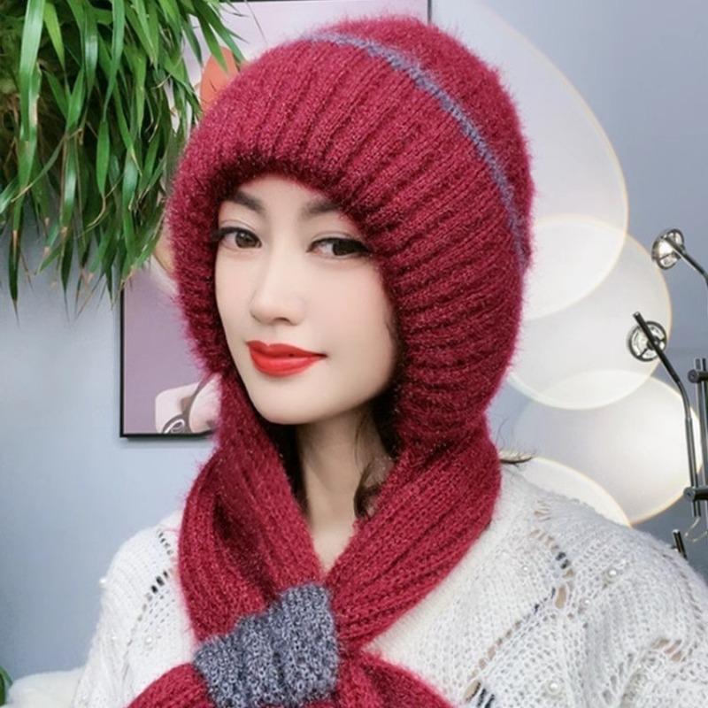 Fleece pletená sněžná čepice zimní teplá ochrana krku ochrana uší pokrývka hlavy čepice šála integrovaná čepice ženy