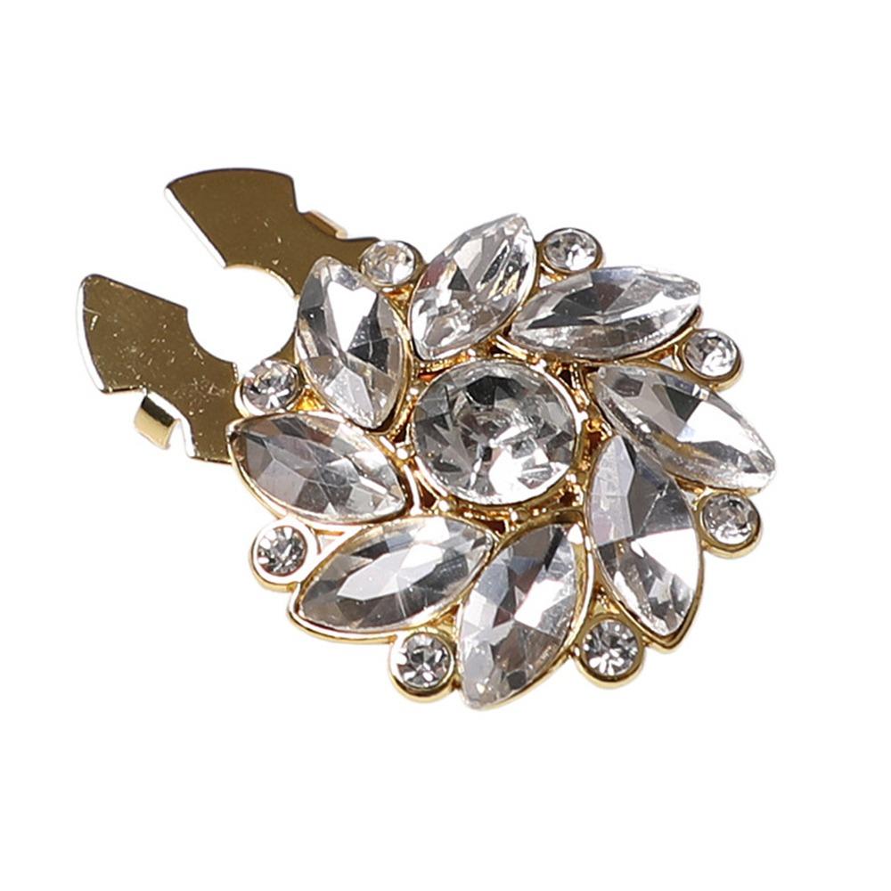 1PC DIY Sewing Pearl Flower Button Covers Alloy Golden Base Shirt Button Clip Detachable Clip-On Handwoven