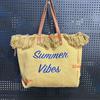 WTEMPO Color-blocking Large-capacity Canvas Bags Casual and Fashionable Tote Bags Simple Embroidered Commuter Women's Bags Summer Beach Bags