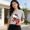 2026 New Summer HelloKitty Cute Graphic Tee Casual Short Sleeve Cotton Top for Women Girls Kawaii Cartoon Print Streetwear