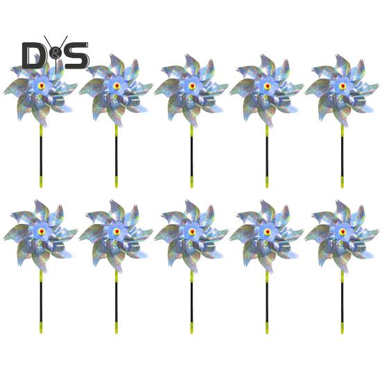 Lot de 10 moulinets anti-oiseaux de jardin de 52,1 cm de haut, réfléchissants, pour l'extérieur, décoration de jardin, dispositif de contrôle des oiseaux pour terrasse, ferme, verger