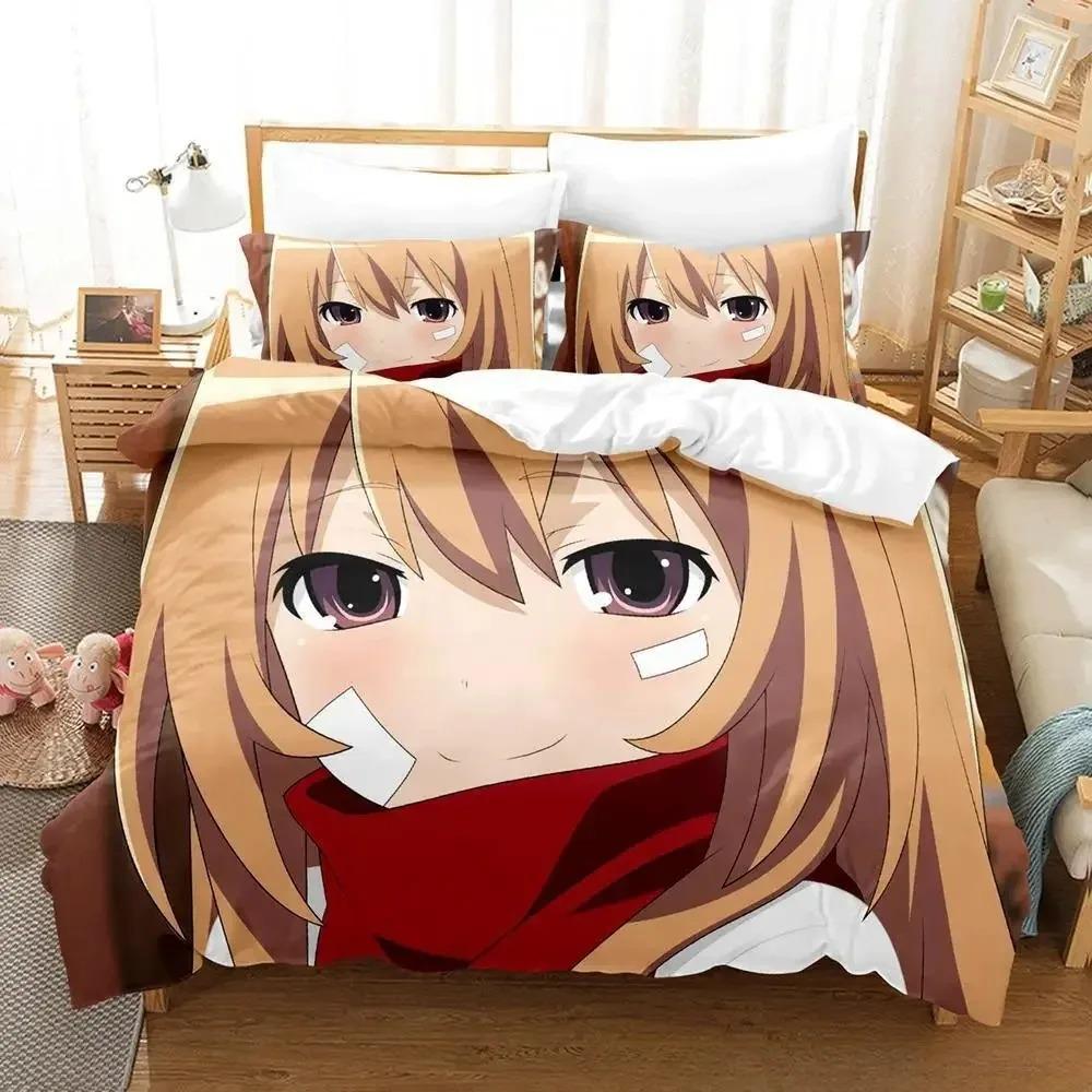 Toradora Bedding Set Single Twin Full Queen King Size Bed Set Adult Kid Bedroom Duvet Cover Sets 3D Print Anime Bed Sheet Set
