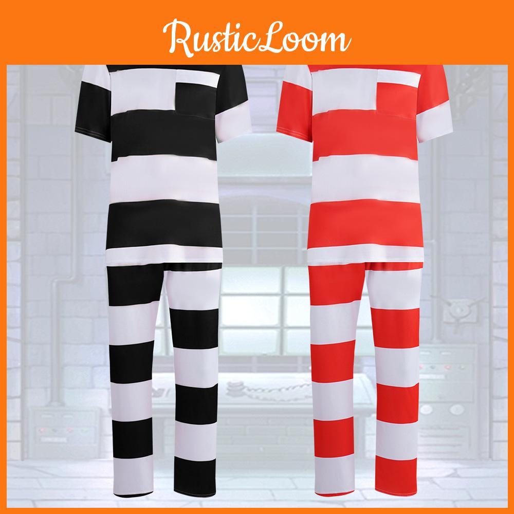 Prisoner Costume Cosplay With Stripe Design For Halloween And Events Themed