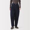 MUJI Kapok Blend Denim Barrel Dark Size S Women's Pants, Navy, (BE1YFA5A)