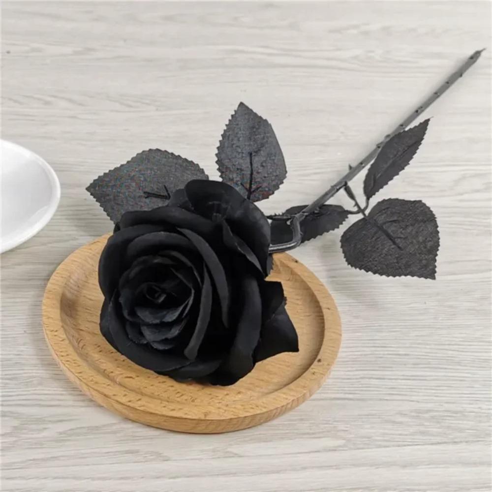 Silk Artificial Black Rose Flowers Pure Black Fake Rose Flower  Wedding Home Party Decor