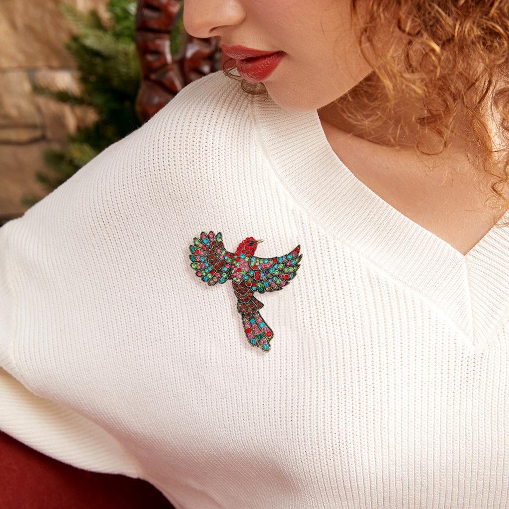 Luxury Rhinestone Bird Brooches for Women Unisex Fashion Animal Pins Friend Event Party New Gifts Jewelry Decoration Accessories