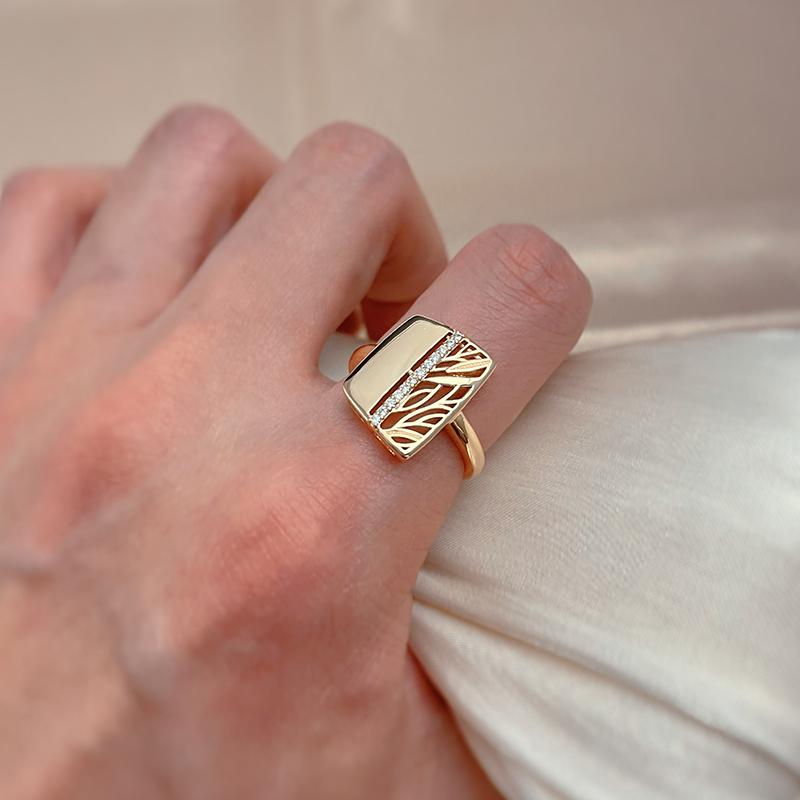 Kinel Luxury Square Rose Gold Color Glossy Rings For Women