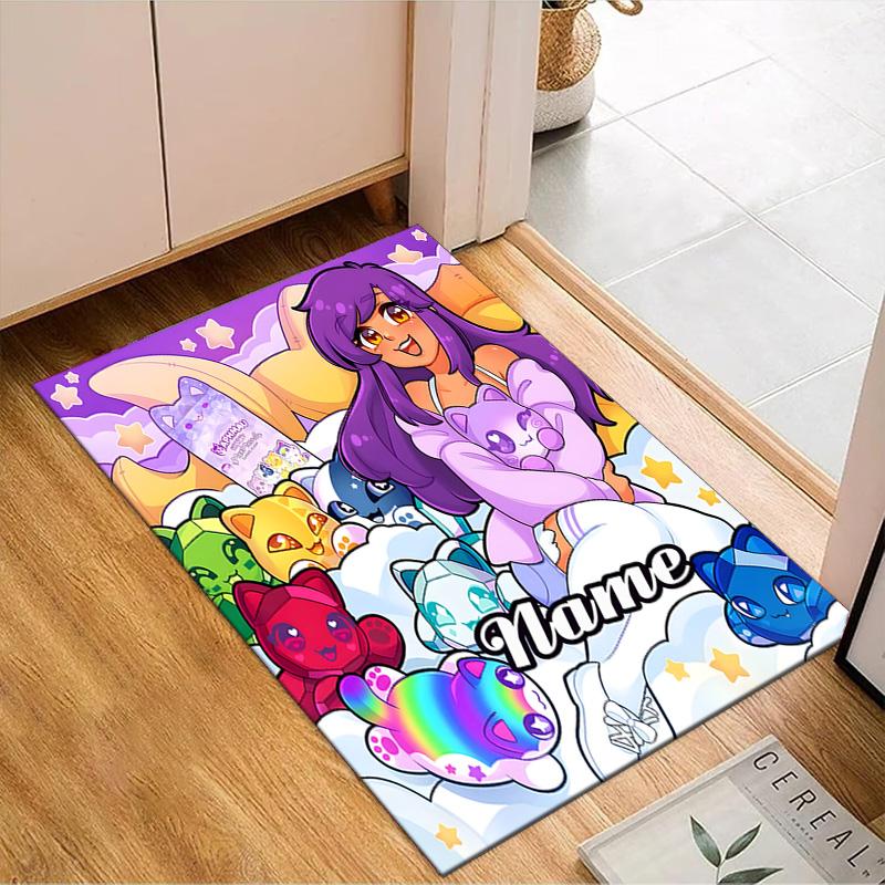 Custom Name Rainbow Aphmau Fantasy World Rug Game Carpet, Floor Mat for Bedroom Living Room Entryway Rug, Home Decor Idea Gift for Christmas birthday