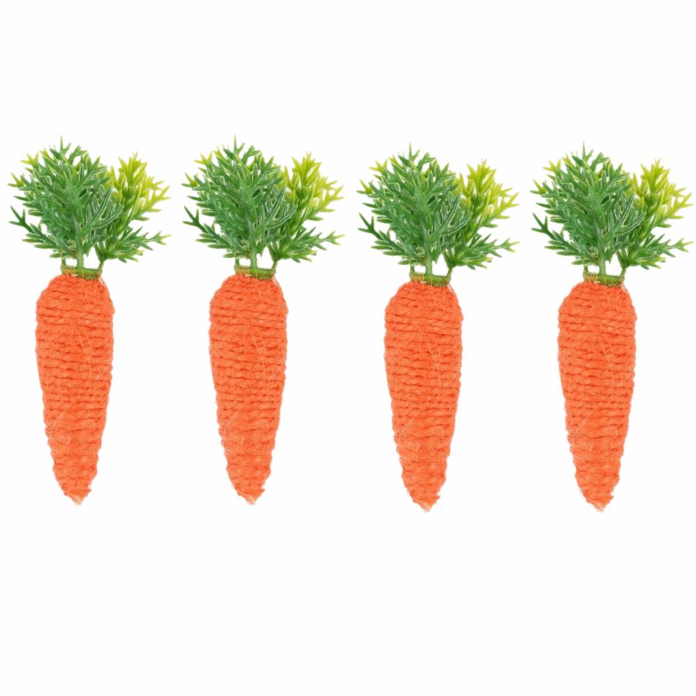 4pcs Miniature Size Easter Decoration Artificial Carrot Decorative Piece Tray Decoration Cute Style Simulation Design Home Decor