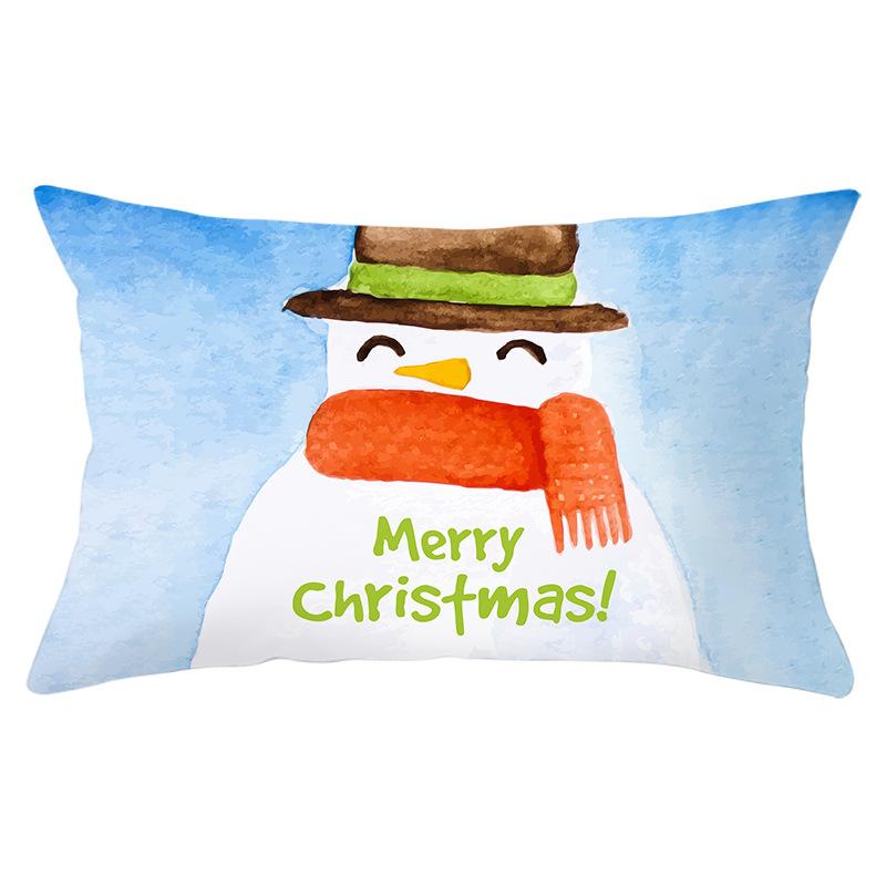 Simple Cartoon Print Series Christmas Waist Pillowcase Peach Skin Printed Pillowcase Home