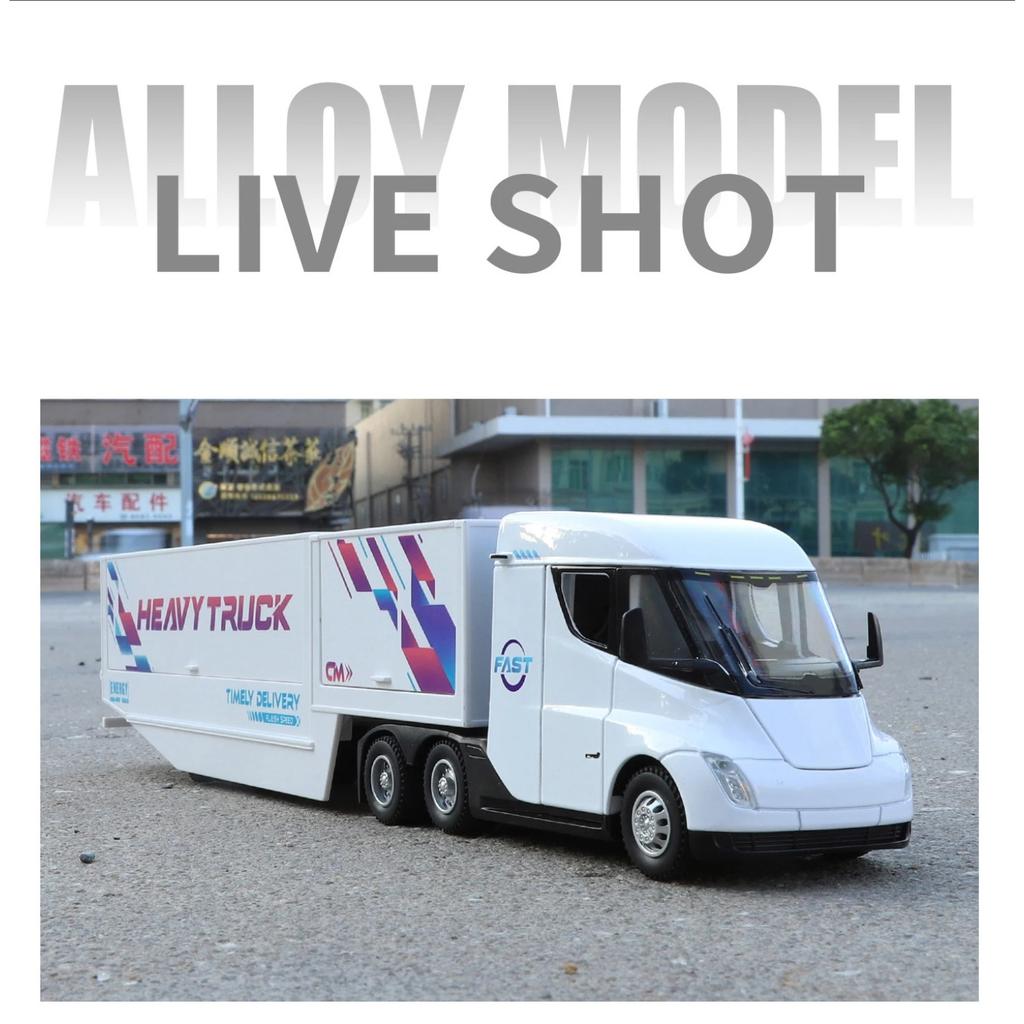1/32 Semi Container Truck Transport Vehicle Truck Alloy Toy Car Model Sound and Light Children's Toy Collectibles Gift