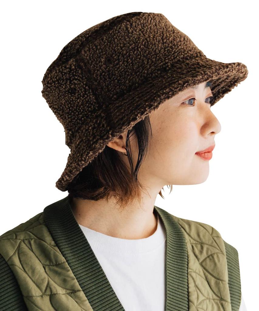 Nakota Pigment Boa Bucket and Head inches inches inches Brown Hat, Men's Women's, Fall/Winter, Fluffy, Trendy, Boa, Circumference Approx. 22.2-23.2