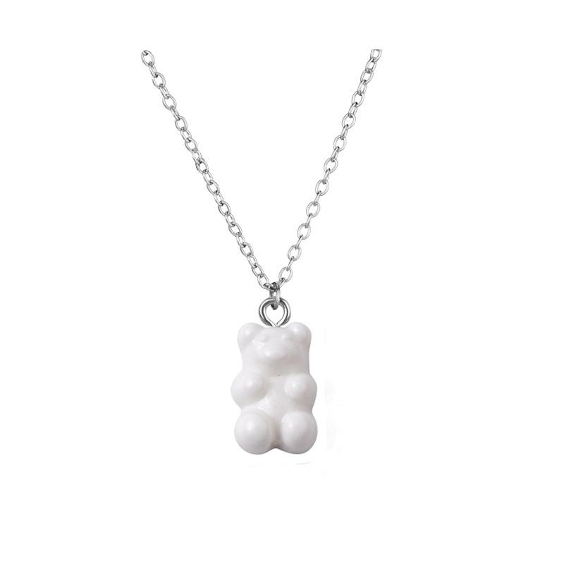 Handmade 11 Colors Candy Cartoon Bear Chokers Chain Necklaces Cute Jelly Pendant For Women&Girl Daily Jewelry Party Gifts