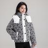 3D Printed Hooded Cotton-padded Jacket Women's Short Style