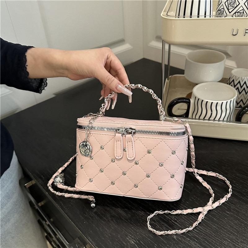 Fashion diamond chain small bag women's new high-end bright diamond box bag foreign style one shoulder messenger bag tide