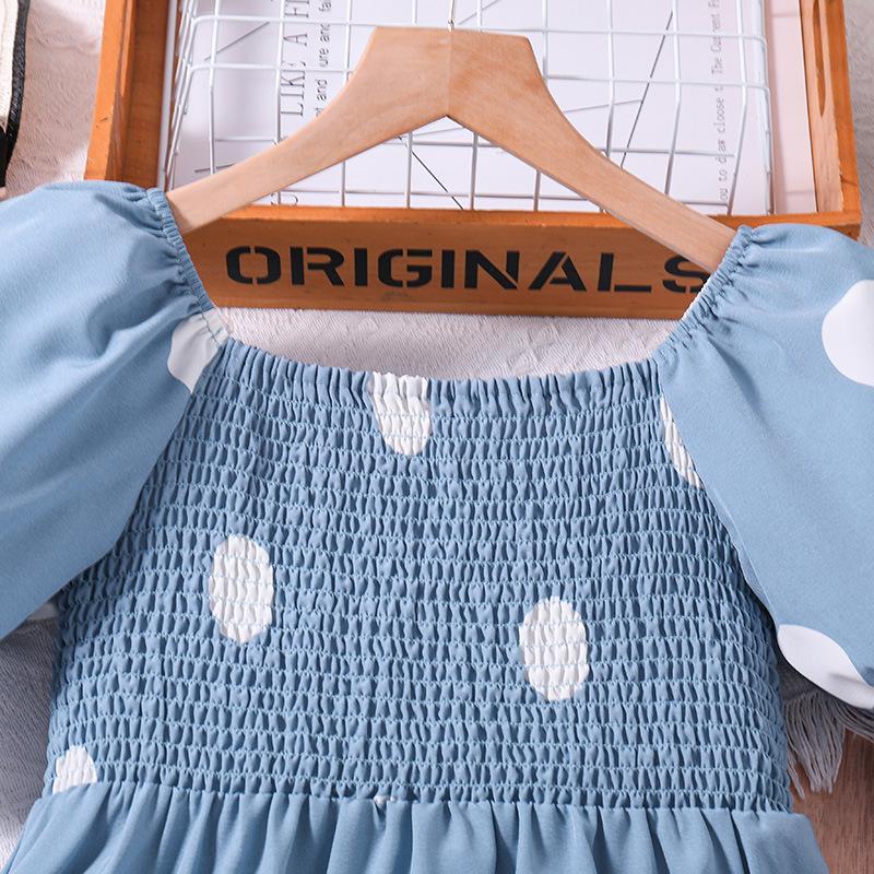 Mädchen Kleid 2024 Neue Kinder Sommer Polka Dot Kurzarm Prinzessin Kleid Kinder Kleidung