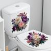 Watercolor Purple-pink Flower Toilet Sticker  Removable, Waterproof, Bathroom Toilet Decoration Sticker
