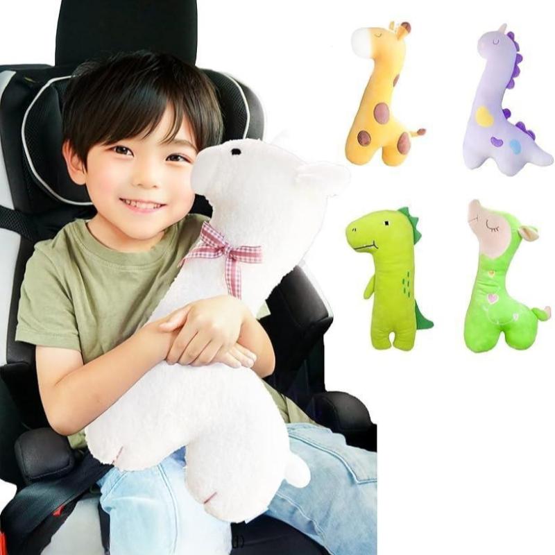 Cute Cartoon Car Seat Belt Shoulder Protector & Travel Pillow - Fit, Comfort Head, Neck & Shoulder Support