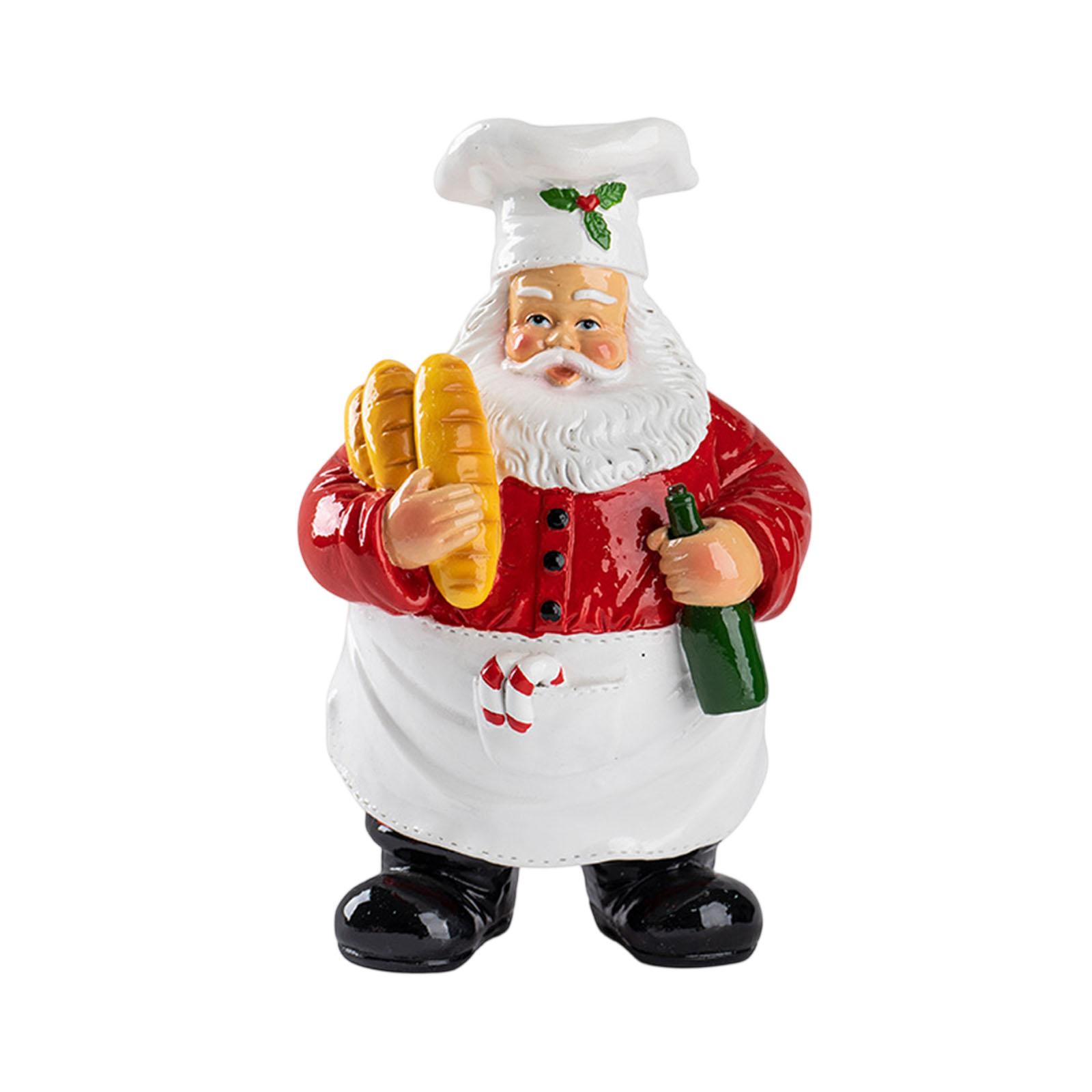 

Chef Santa Sculpture Multi-Purpose Santa Claus Desktop Decorations Wear Resist Creative Santa Ornament for Bedroom Living Room