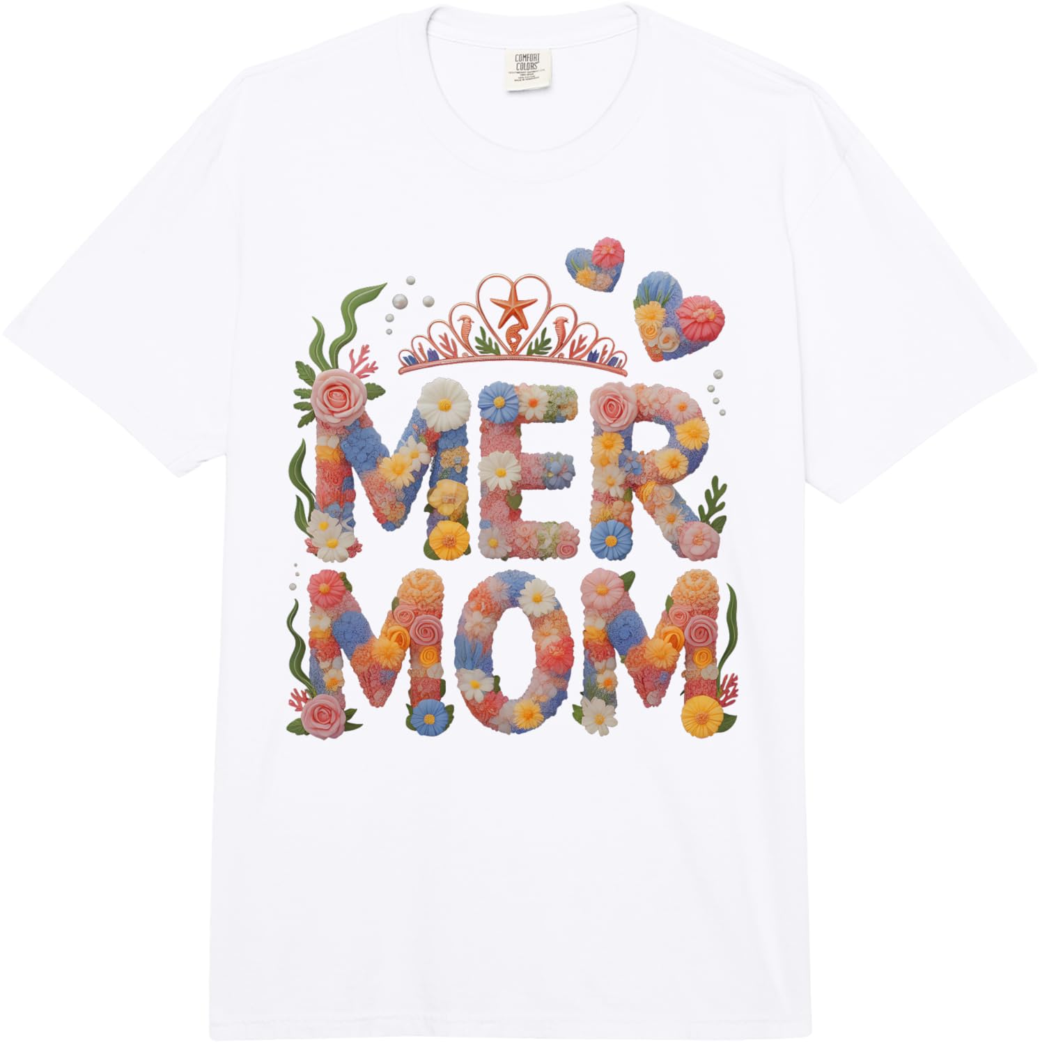 Funny MERMOM Mermaid Mom Surfing Princess Security Trip Comfort Colors Adult Heavyweight T-Shirt S