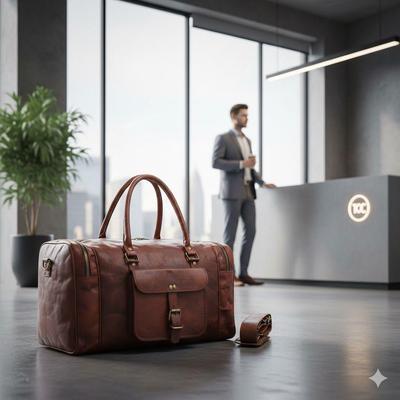 Vintage-Reisetasche aus Leder für Herren, für Reisen, Fitnessstudio, Wochenende, Übernachtung, 45,7 x 22,9 x 22,9 cm