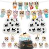 Miau Katze Geburtstagsparty Kuchenaufsätze und Girlanden für die Desserttischdekoration