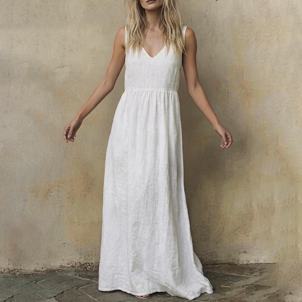 Women's Color V-Neck Long Sleeve Cape Top and Loose Fit Dress Two-Piece Set