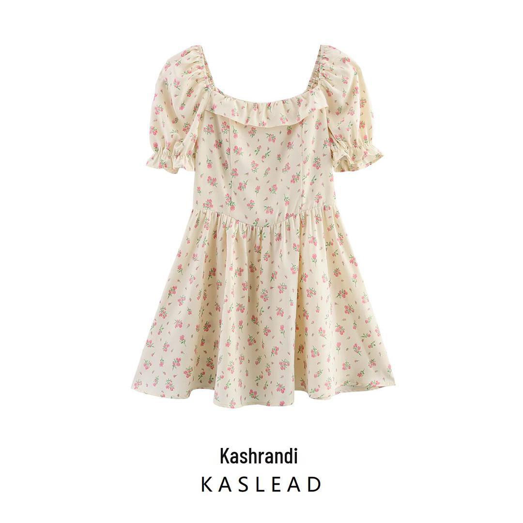 

Women s Floral Print Short Sleeve Dress - Spring 2025 European & American Style S квітковий колір друку