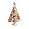 "Colorful Zircon and Pearl Christmas Tree Brooch - Gold-Plated Holiday Pin"
