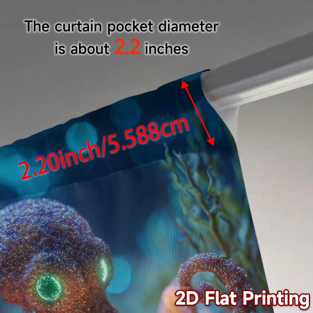 2pcs   2D FLAT PRINTING Curtains (Without Rod) Glowing Octopus Popular Pattern Curtains Yarn Curtains Thermal Insulation   and