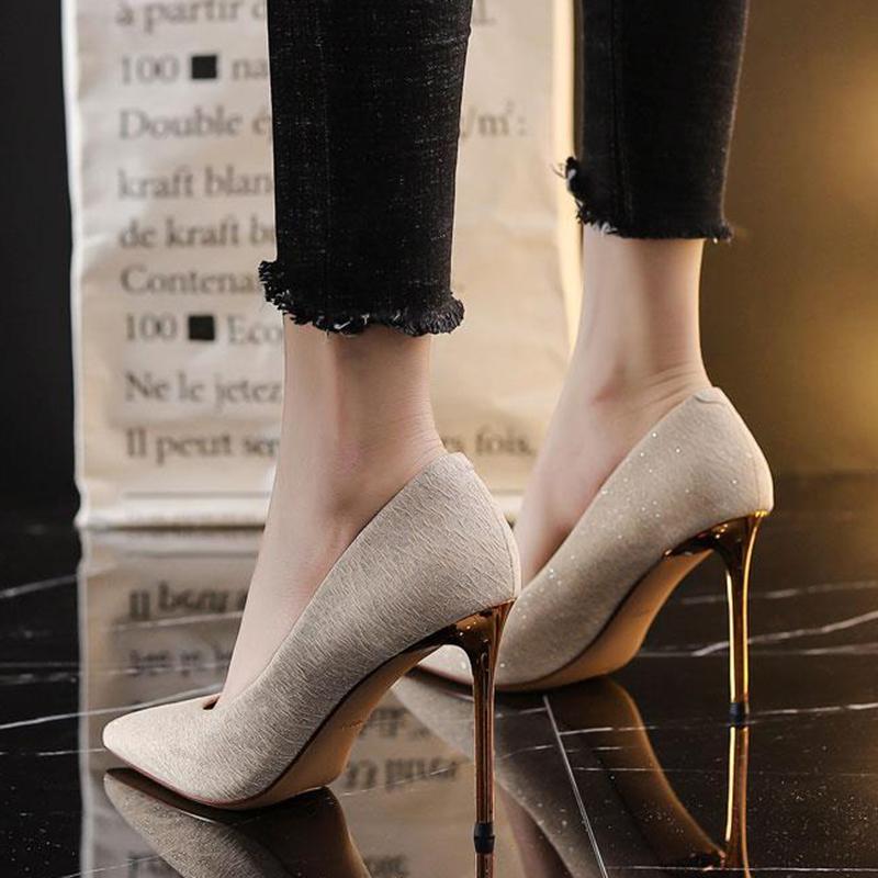 Summer Champagne Color Fine with High-heeled Shoes Female Spring and Autumn Pointed Sexy Sandals