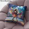 Stained Glass Style Figure Skating Throw Pillow Covers Pattern Cushion Cover Suitable for Sofa Bedroom Car Pillow Cover